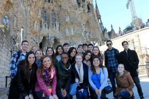 The whole group at La Sagrada Familia!