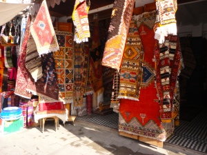 A rug stand in the Medina