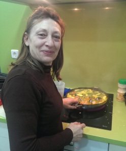 My host mom, Concha Barahona, makes a vegetarian paella